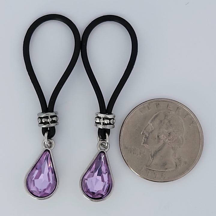 Violet Tear Drop Nipple Nooses - Adjustable Loop / Non Piercing Nipple Ring Jewelry - Gear For The Bold