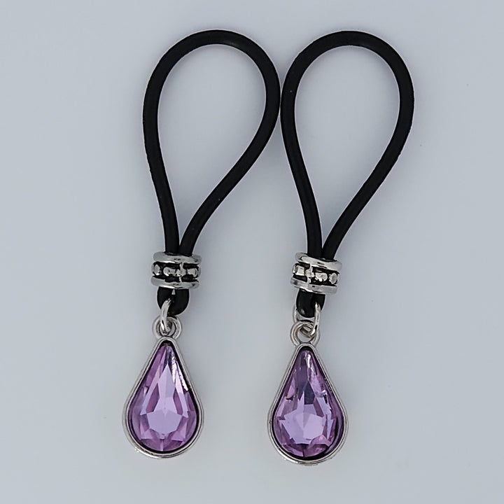 Violet Tear Drop Nipple Nooses - Adjustable Loop / Non Piercing Nipple Ring Jewelry - Gear For The Bold