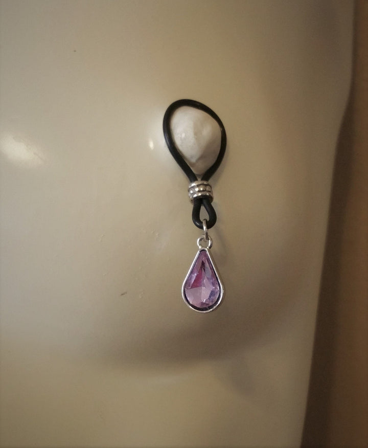 Violet Tear Drop Nipple Nooses - Adjustable Loop / Non Piercing Nipple Ring Jewelry - Gear For The Bold