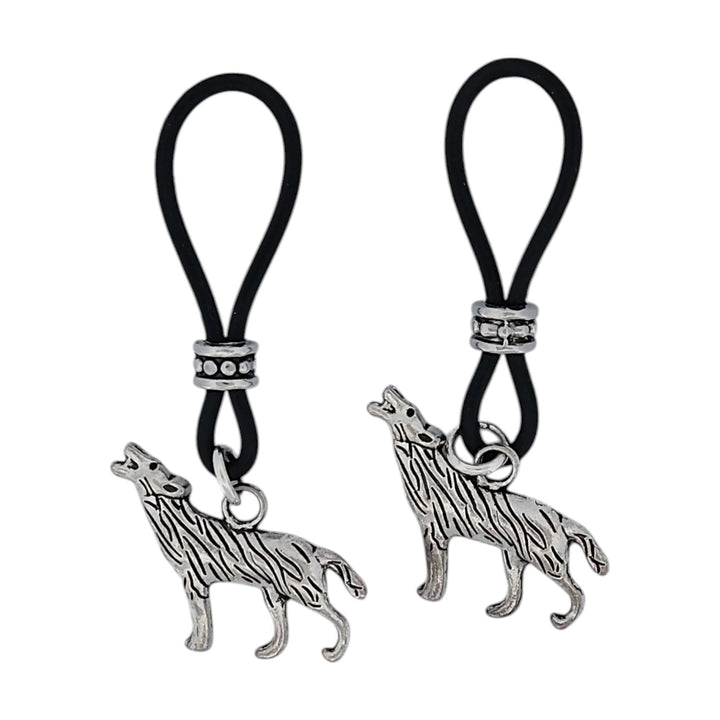 Wolf Howling at the Moon Nipple Nooses - Adjustable Loop / Non Piercing Nipple Ring Jewelry - Gear For The Bold